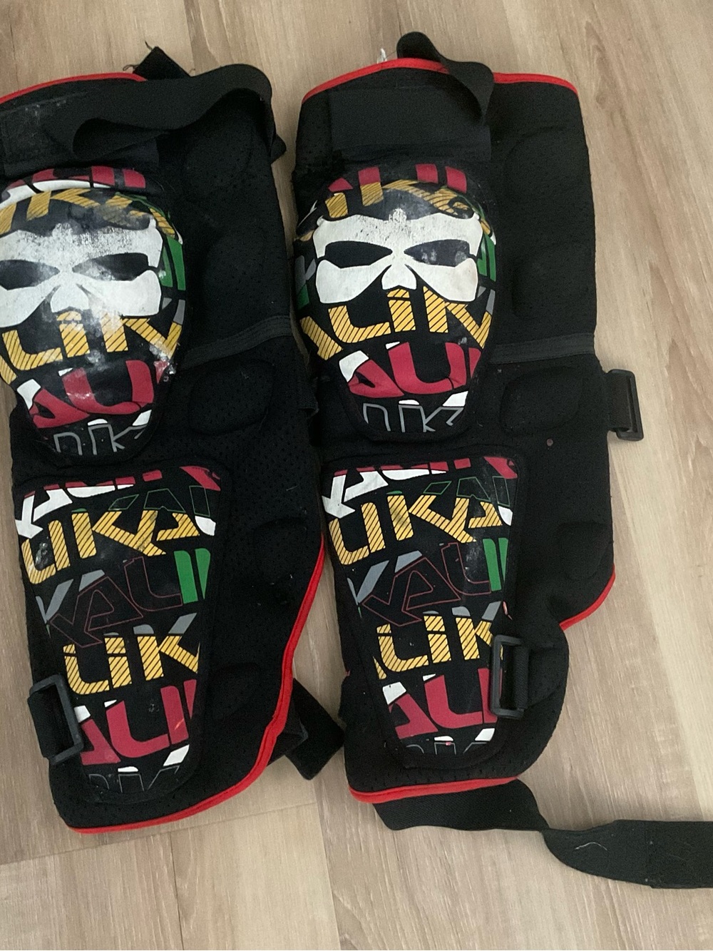 Men's Black Dance Knee & Shin Guards with Multi-Color Graphic